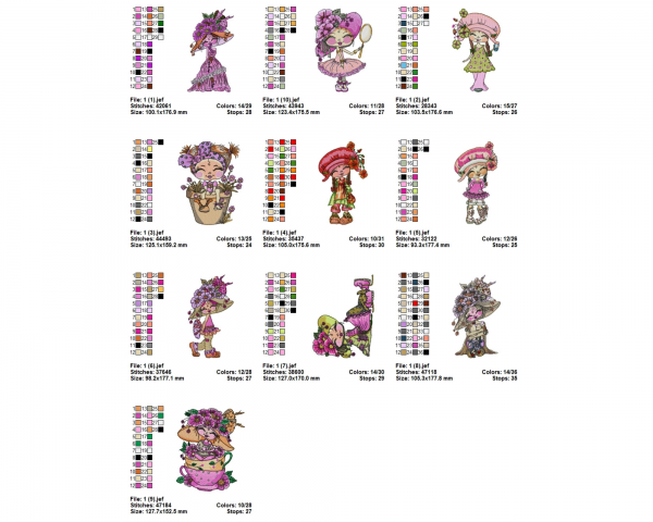 Floral Girl Machine Embroidery Designs-1 Size-10 Types-instant download