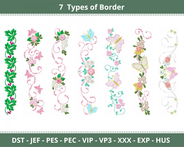 Creative Border Machine Embroidery Designs-1 Size-7 Types-instant download