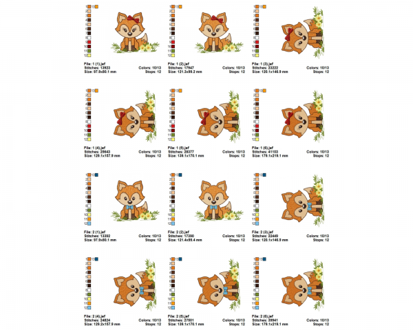 Cute Fox Machine Embroidery Designs-6 Sizes-2 Types-instant download
