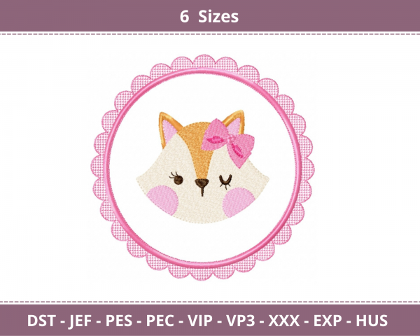 Fox For Girl Machine Embroidery Designs-6 Sizes-instant download