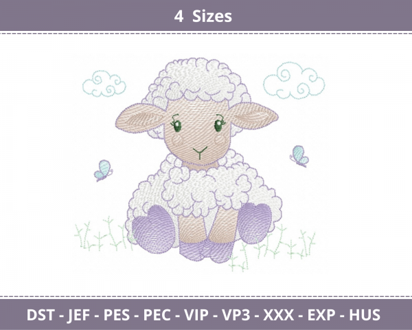 Baby Sheep Machine Embroidery Designs-4 Sizes-instant download