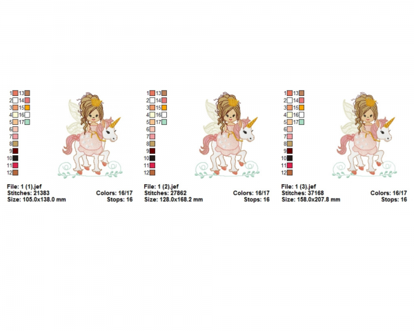 Fairy With Unicorn Machine Embroidery Designs-3 Sizes-instant download