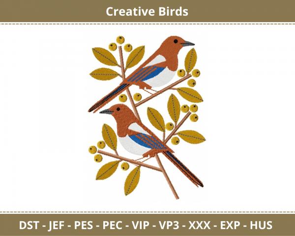 Creative Birds Machine Embroidery Designs-1 Size-instant download