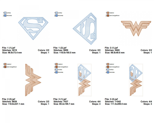 Super Hero Logo Machine Embroidery Designs-2 Sizes-3 Types-instant download
