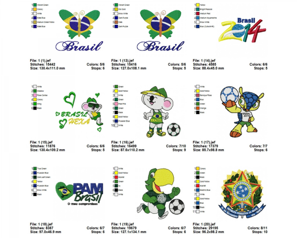 Brazil Machine Embroidery Designs-1 Size-16 Types-instant download