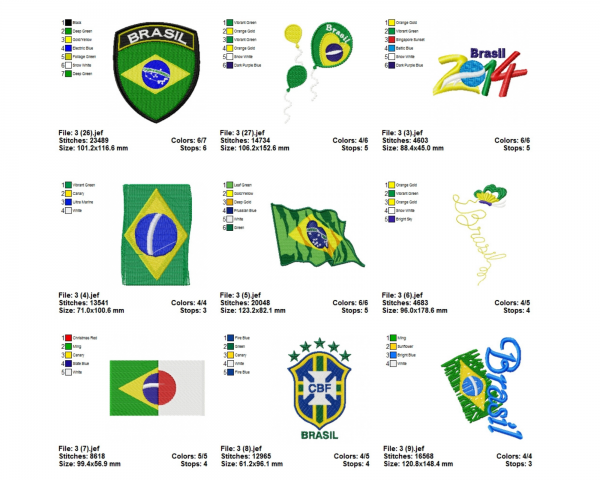 Brazil Logo Machine Embroidery Designs-1 Size-27 Types-instant download
