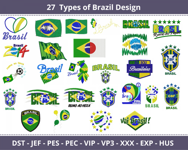 Brazil Logo Machine Embroidery Designs-1 Size-27 Types-instant download