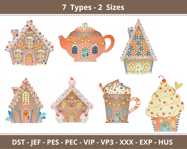 Creative Christmas House Machine Embroidery Designs-2 Sizes-7 Types-instant download