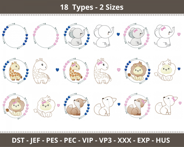Safari Animal Machine Embroidery Designs-2 Sizes-18 Types-instant download