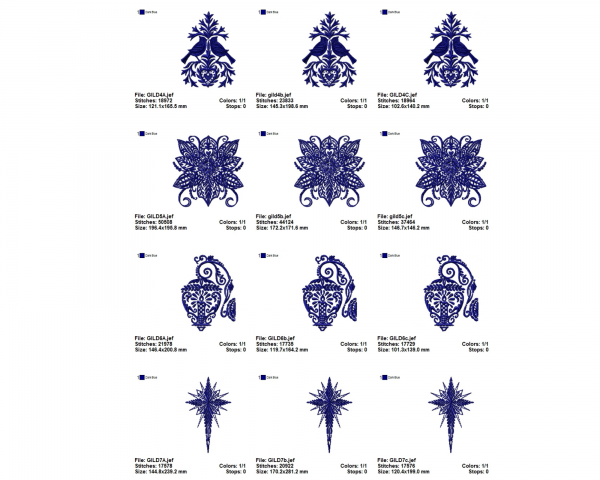  Gilded Christmas Machine Embroidery Designs-3 Sizes-30 Types-instant download