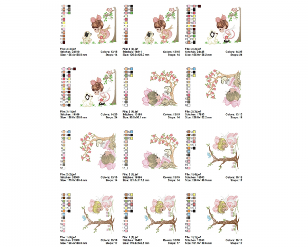 Cute Baby Girl Machine Embroidery Designs-4 Sizes-3 Types-instant download