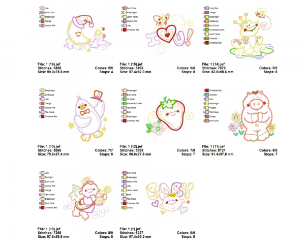 Baby Animal Machine Embroidery Designs-1 Size-20 Types-instant download