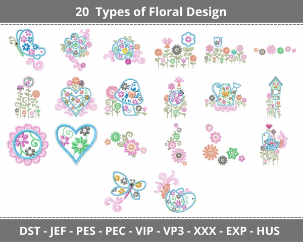 Creative Floral Garden Machine Embroidery Designs-1 Size-20 Types-instant download