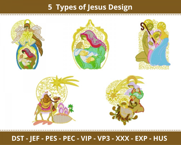 Jesus Machine Embroidery Designs-1 Size-5 Types-instant download
