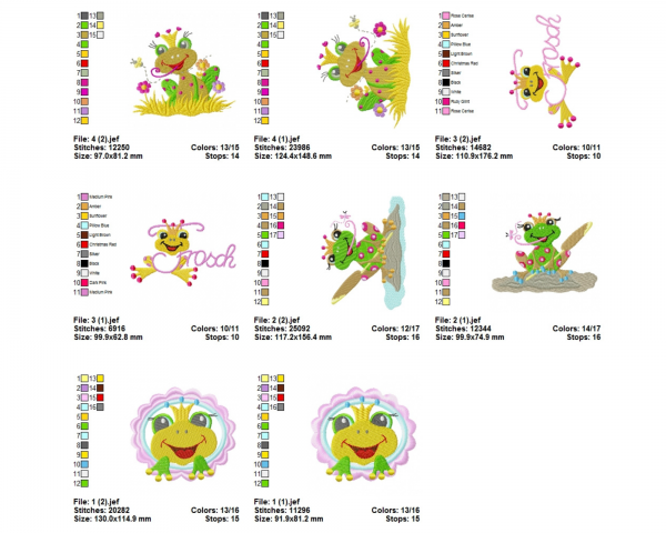 Crazy Frog Machine Embroidery Designs-2 Sizes-4 Types-instant download