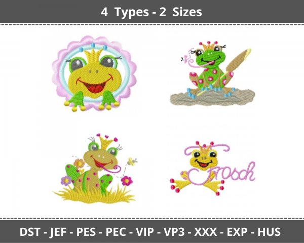 Crazy Frog Machine Embroidery Designs-2 Sizes-4 Types-instant download