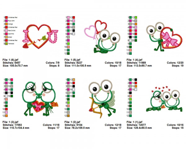 Frog Love Machine Embroidery Designs-1 Size-6 Types-instant download