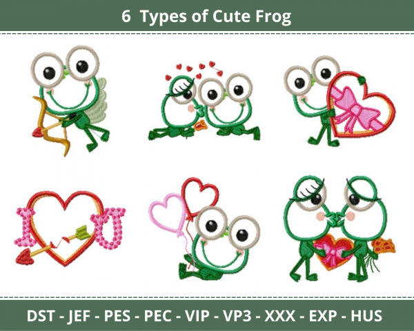 Frog Love Machine Embroidery Designs