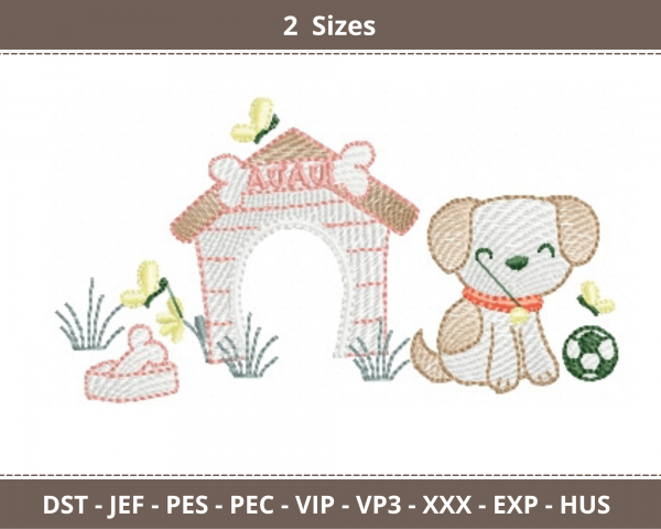 Cute Puppy Machine Embroidery Designs-2 Sizes-instant download