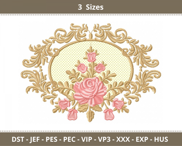 Floral Frame Machine Embroidery Designs-3 Sizes-instant download