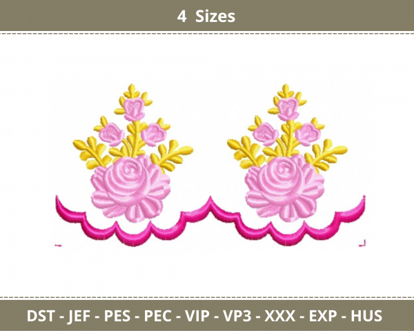 Flower Border Machine Embroidery Designs-4 Sizes-instant download