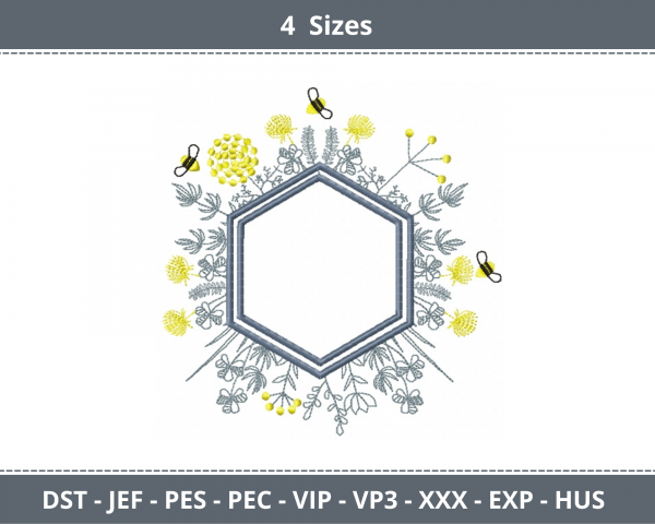Flower Frame Machine Embroidery Designs-4 Sizes-instant download