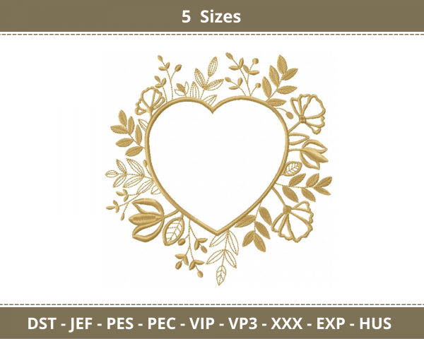 Heart Frame Machine Embroidery Designs-5 Sizes-instant download