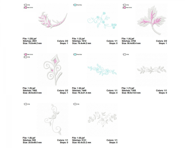 Elegant Accents Machine Embroidery Designs-1 Size-20 Types-instant download