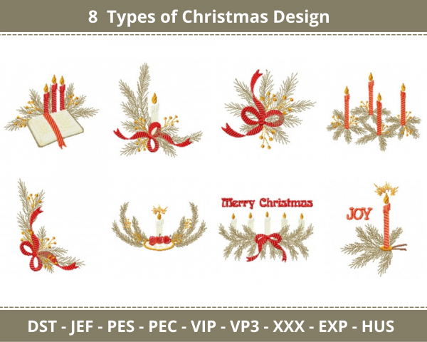 Christmas Decorative Machine Embroidery Designs-1 Size-8 Types-instant download
