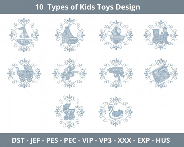 Kids Toys Machine Embroidery Designs-1 Size-10 Types-instant download