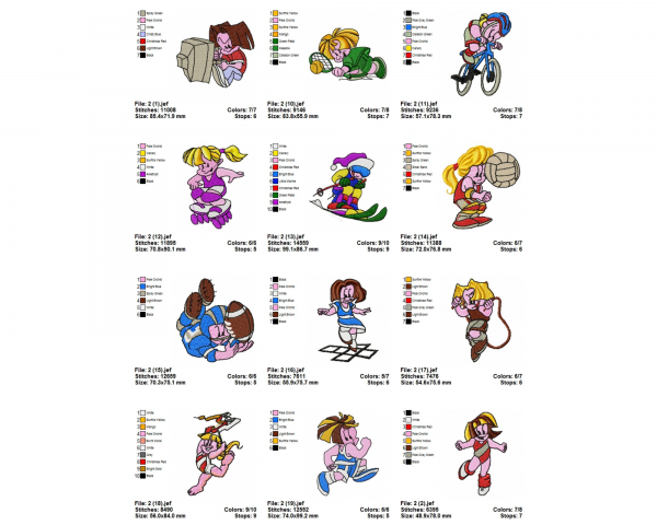 Lil Ones Cartoon Machine Embroidery Designs-1 Size-20 Types-instant download