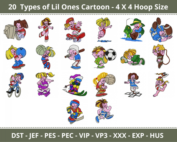 Lil Ones Cartoon Machine Embroidery Designs-1 Size-20 Types-instant download