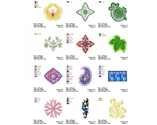 Flower Elements Machine Embroidery Designs-1 Size-40 Types- instant download