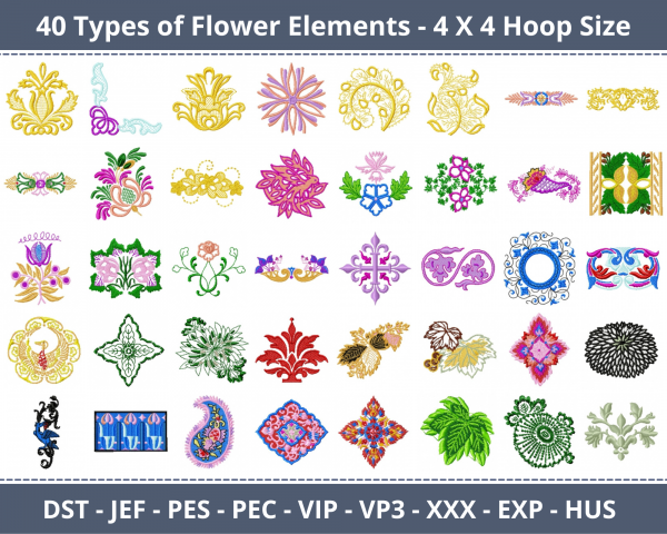 Flower Elements Machine Embroidery Designs