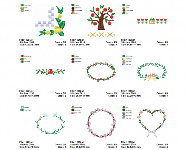 Fruits & Flowers Machine Embroidery Designs-1 Size-29 Types-instant download