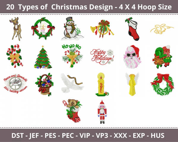 Christmas Machine Embroidery Designs-1 Size-20 Types-instant download