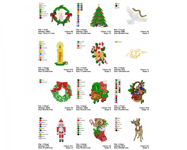 Christmas Machine Embroidery Designs-1 Size-20 Types-instant download