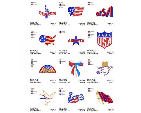 American Pride Machine Embroidery Designs-1 Size-20 Types-instant download