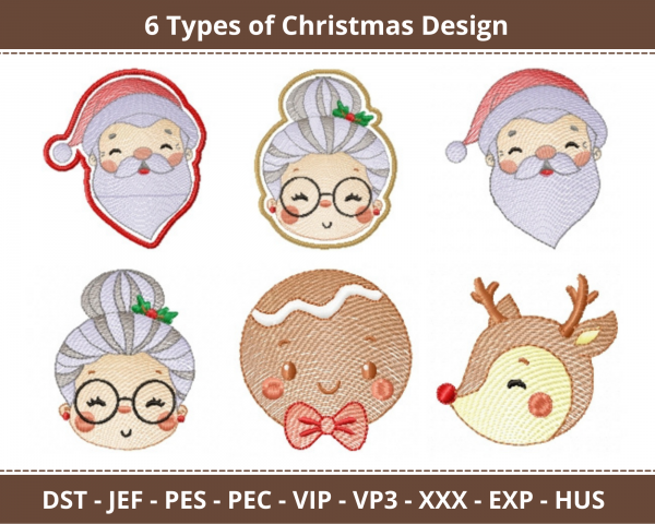 Christmas Machine Embroidery Designs-1 Size-6 Types-instant download
