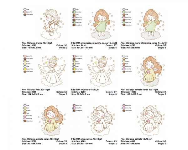 Little Angel Machine Embroidery Designs-2 Sizes-25 Type-instant download