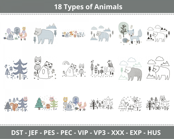 Animals Machine Embroidery Designs-1 Size-18 Types-instant download