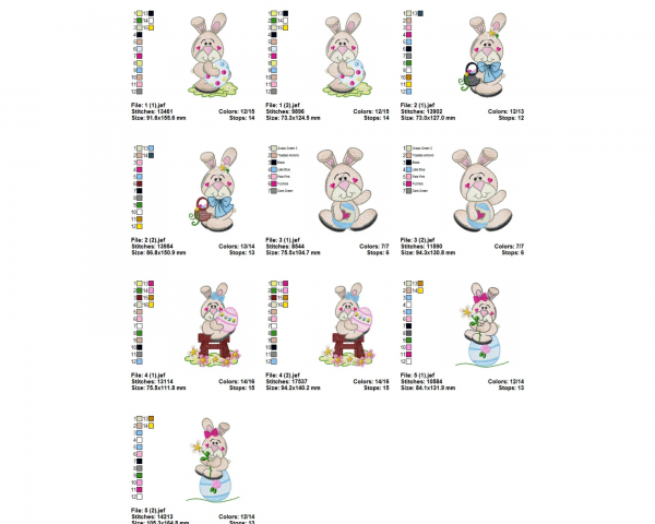 Cute Bunny Machine Embroidery Designs-2 Sizes-5 Types-instant download
