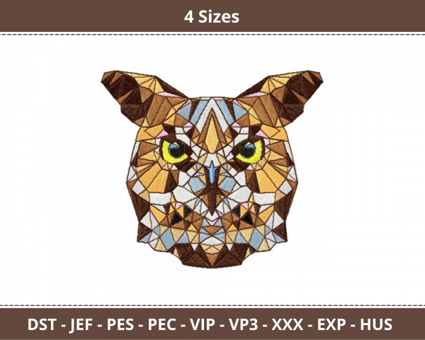 Owl Face Machine Embroidery Designs-4 Sizes-instant download
