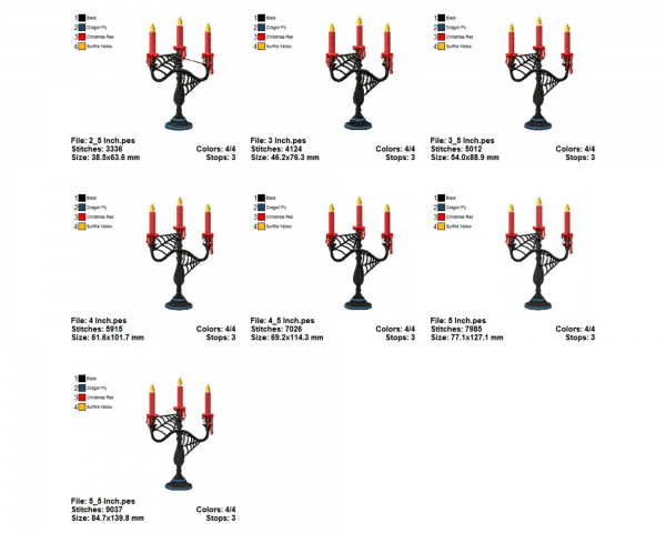 Candles Machine Embroidery Designs-7 Sizes-instant download