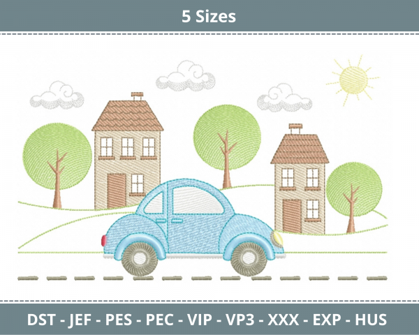 Vehicle Machine Embroidery Designs-5 Sizes-instant download