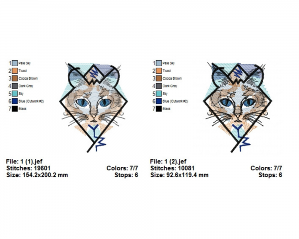 Cat Face Machine Embroidery Designs-2 Sizes-instant download