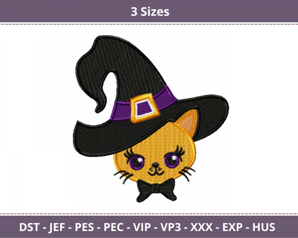 Halloween Cat Machine Embroidery Designs-3 Sizes-instant download