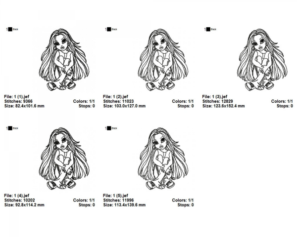 Cute Girl Machine Embroidery Designs-5 Sizes-instant download
