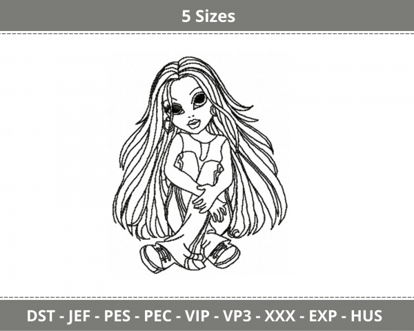 Cute Girl Machine Embroidery Designs-5 Sizes-instant download