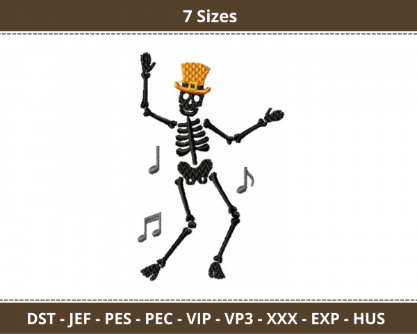 Dancing Skeleton Machine Embroidery Designs-7 Sizes-instant download